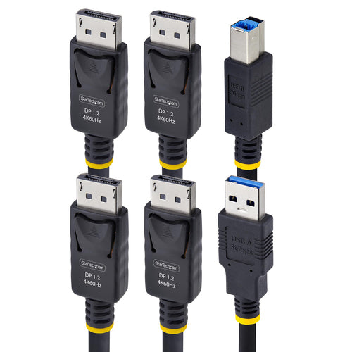 StarTech.com 6ft (1.8m) Dual-DisplayPort and USB 5Gbps KVM Cable, 4K 60Hz, Universally Compatible DP 1.2/USB 3.0 Combo Cable for Dual-Monitor KVM Switches