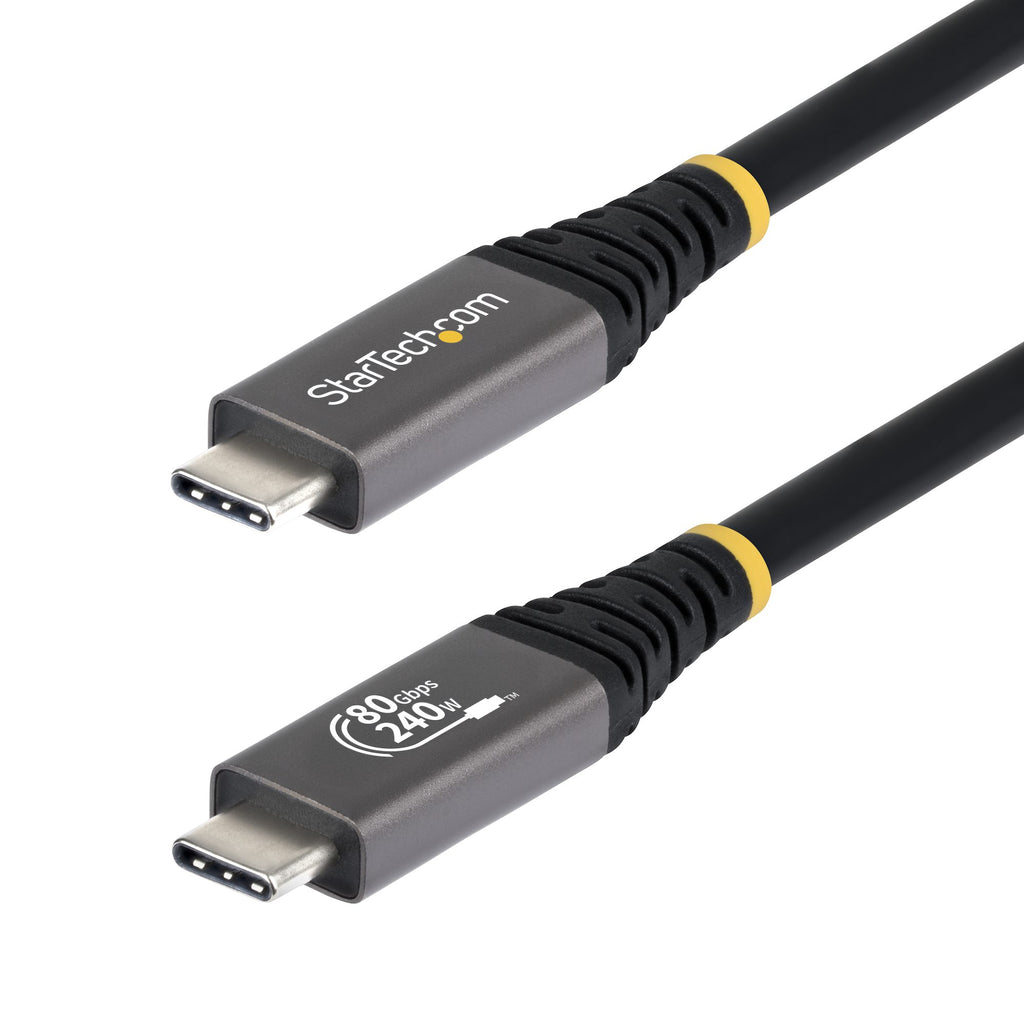 StarTech.com 1m (3ft) USB4 Cable, 80Gbps, USB-IF Certified USB-C Cable, 240W PD, 8K 120Hz/4K 240Hz DP2.1 DP80, TPE Jacket, Thunderbolt 4 Compatible - Black USB-C Cord