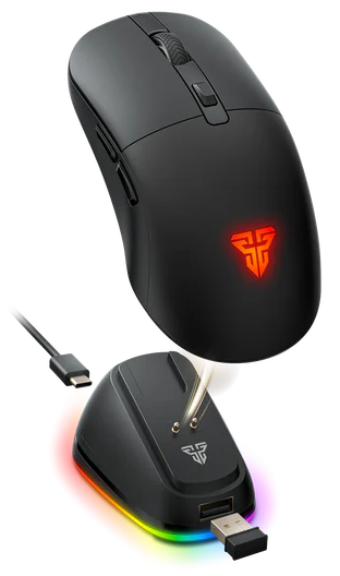 Fantech MSFTWG9RDBK, KANATA WG9RD RGB Wireless Gaming Mouse, Symmetrical Shape, 12000 DPI, Optical Gaming Sensor, 6 Programmable Buttons, Tri-mode (2.4GHz/BT 5.4/Wired USB-C ), Up to 70Hrs Playtime, 20M Clicks Tactile Feedback, Huano Blue Shell