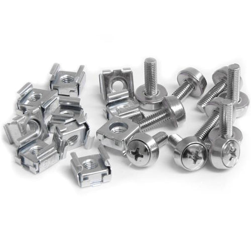 StarTech.com 50-Pack M5 12mm Screws, Square Hole Cage Nuts and Installation Tool, Hardware Mounting Kit for 19" or 10" Server Racks, Cabinets and Enclosures, Silver - TAA