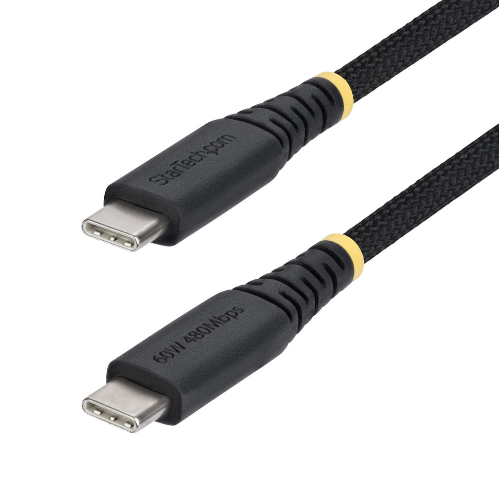 StarTech.com 3m (10ft) USB-C Charging Cable, 60W (3A) PD, Dual-Layer Braided Nylon/TPE Jacket, Rugged USB C Charging Cord, USB 2.0 Laptop Charger Cable