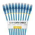 StarTech.com 1m Blue Slim CAT6 Cable, 10 Pack, Snagless, 100W PoE, UTP, LSZH, 28AWG Pure Bare Copper Wire, Slim RJ45 Network Patch Cord w/Strain Reliefs, Individually Tested