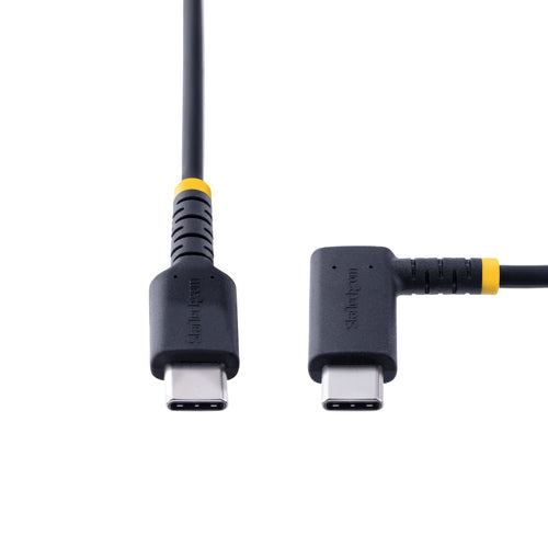 StarTech.com 6in (15cm) USB-C Fast Charging Cable, Rugged, Right-Angled, Charge & Sync, 60W (3A) PD, USB 2.0, TPE Jacket and Aramid Fiber - USB C Charging Cord