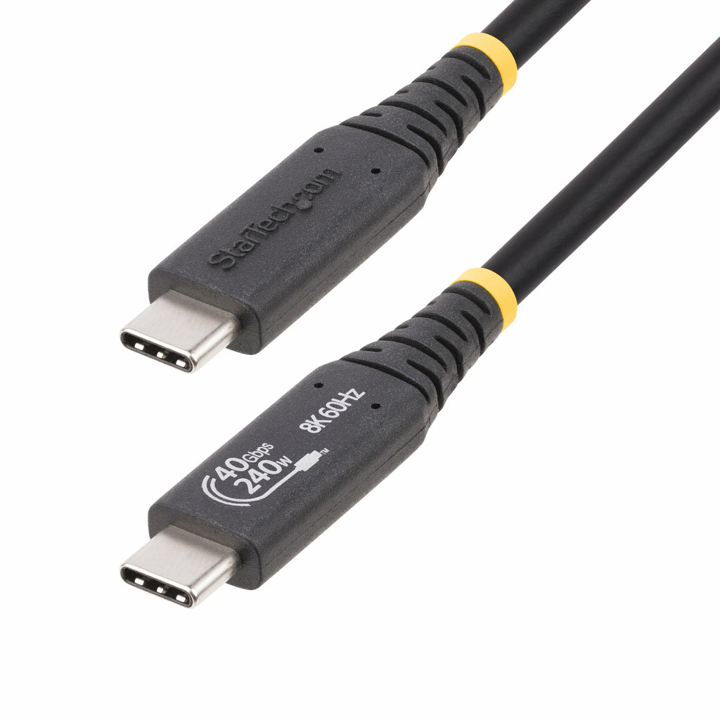 StarTech.com 1.6ft (50cm) USB4 Cable 40Gbps, 240W (5A) Power Delivery, 8K 120Hz / 4K 240Hz DP Alt Mode, USB-IF Certified USB-C Cable - Thunderbolt Compatible