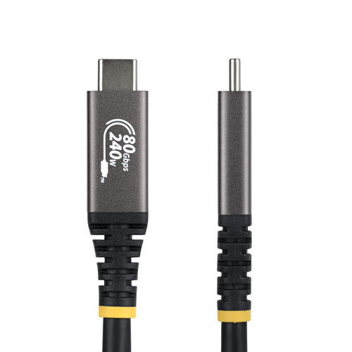 StarTech.com 50cm (1.6ft) USB4 Cable, 80Gbps, USB-IF Certified USB-C Cable, 240W PD, 8K 120Hz/4K 240Hz DP2.1 DP80, TPE Jacket, Thunderbolt 4 Compatible - Black USB-C Cord