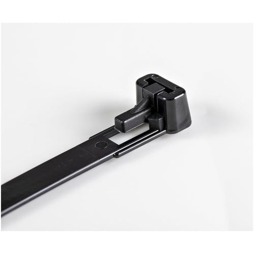 StarTech.com 10"(25cm) Reusable Cable Ties - 1/4"(7mm) wide, 2-1/2"(65mm) Bundle Dia. 50lb(22kg) Tensile Strength, Releasable Nylon Ties, Indoor/Outdoor, 94V-2/UL Listed, 100 Pack - Black - TAA