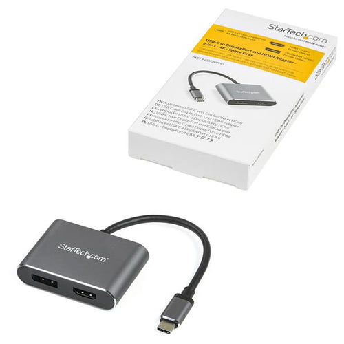 StarTech.com USB C Multiport Video Adapter - 4K 60Hz USB-C to HDMI 2.0 or DisplayPort 1.2 Monitor Adapter - USB Type-C 2-in-1 Display Converter HDMI/DP HBR2 HDR - Thunderbolt 3 Compatible