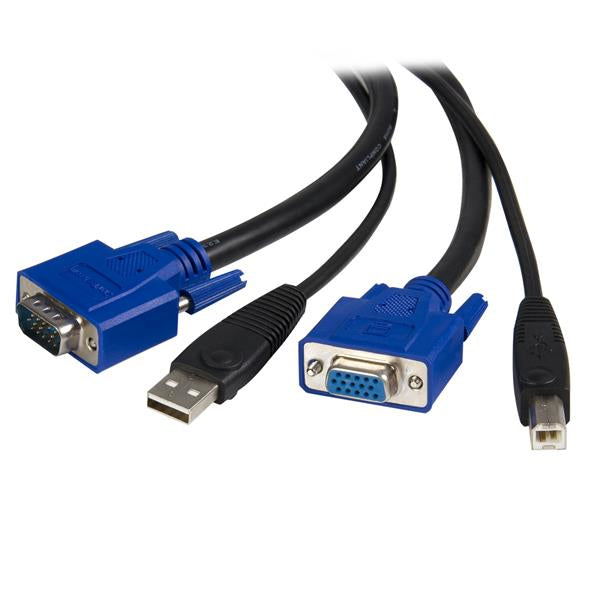 Startech SVUSB2N1_6, 2-in-1 USB KVM Cable - Keyboard / video / mouse / USB cable - HD-15, 4 pin USB Type B (M) - 4 pin USB Type A, HD-15 - 1.8 m, Limited Lifetime