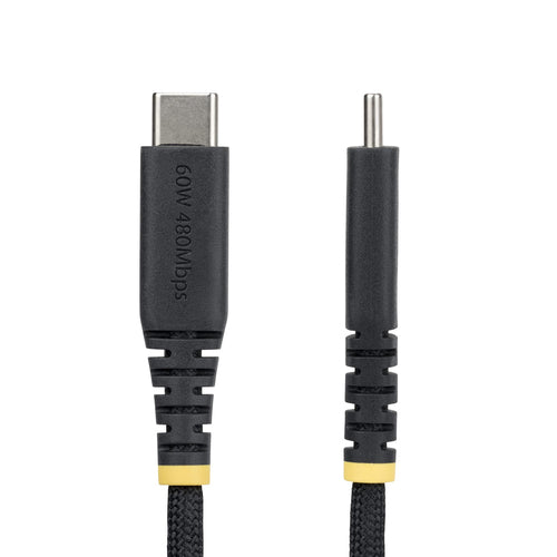 StarTech.com 15cm (6in) USB-C Charging Cable, 60W (3A) PD, Dual-Layer Braided Nylon/TPE Jacket, Rugged USB C Charging Cord, USB 2.0 Laptop Charger Cable