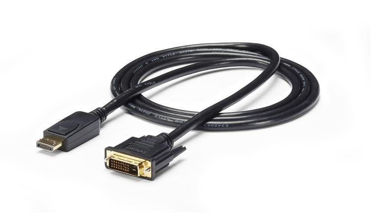 StarTech DP2DVI2MM6, DisplayPort To DVI Cable - 1.8m ( 6 ft.) - Passive - 1080p - DP to DVI Cable - DisplayPort Adapter Cable, 1 Year