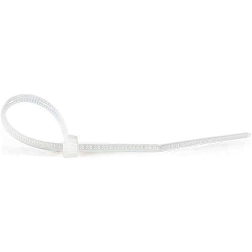 StarTech.com 4"(10cm) Cable Ties - 1/16"(2mm) wide, 7/8"(22mm) Bundle Diameter, 18lb(8kg) Tensile Strength, Nylon Self Locking Zip Ties with Curved Tip - 94V-2/UL Listed, 100 Pack - White - TAA