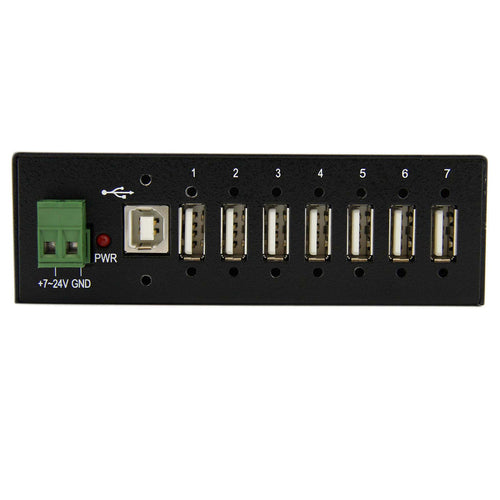 StarTech.com 7-Port USB 2.0 Hub - Metal Industrial USB-A Hub with ESD Protection & 350W Surge Protection - Din Rail, Wall or Desk Mountable - TAA Compliant USB Expander Hub