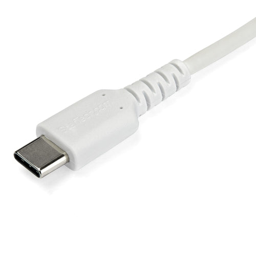 StarTech.com 3ft (1m) USB-C Fast Charging Cable, Rugged, Charge & Sync, 60W (3A) PD, USB 2.0, White TPE Jacket and Aramid Fiber - USB C Charging Cord