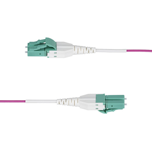 StarTech.com 1m (3ft) LC to LC (UPC) OM4 Multimode Fiber Optic Cable, Erika Violet, 50/125µm, 40G/100G, LOMMF/VCSEL, Uniboot Fiber Jumper Cord, OFNR Riser Rated