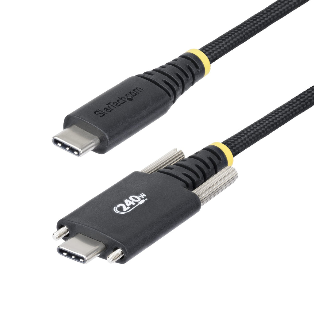 StarTech.com 6ft (2m) USB-C Charging Cable, Durable and Ultra-Flexible, Side Screw Locking, 240W (5A) PD EPR, USB 2.0 Laptop Charger Cable, USB-IF Certified, Rugged USB-C Charging Cord