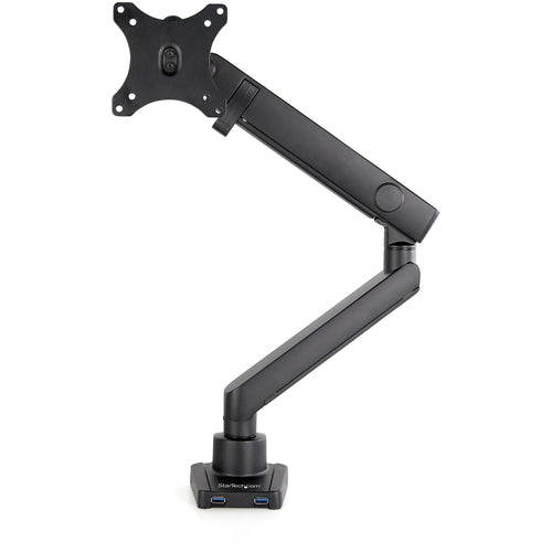 StarTech.com Desk Mount Monitor Arm with 2x USB 3.0 ports, Slim Full Motion Single Monitor Mount, up to 34" (17.6lb/8kg) VESA Display, Clamp/Grommet Mount, Mechanical Spring