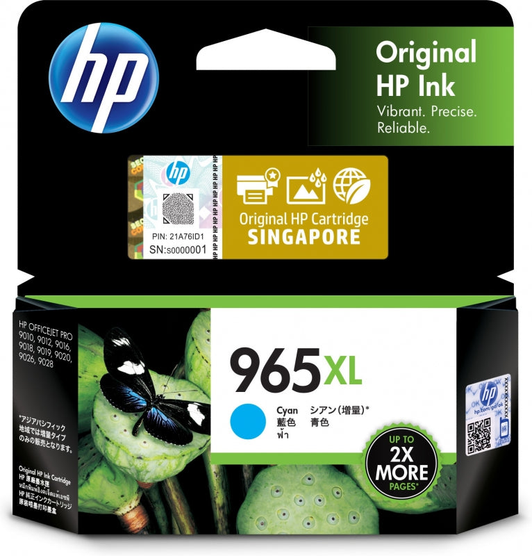 HP 3JA81AA, 965XL Cyan Original Ink Cartridge