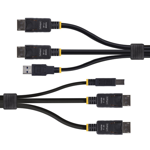 StarTech.com 6ft (1.8m) Dual-DisplayPort and USB 5Gbps KVM Cable, 4K 60Hz, Universally Compatible DP 1.2/USB 3.0 Combo Cable for Dual-Monitor KVM Switches