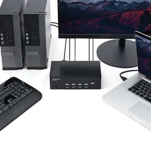 4 Port USB HDMI KVM Switch with Audio - 4K 30Hz Dual Monitor 2 YR