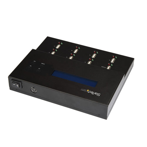 StarTech.com Standalone 1 to 7 USB Thumb Drive Duplicator and Eraser, Multiple USB Flash Drive Copier, System and File and Whole-Drive Copy at 1.5 GB/min, Single and 3-Pass Erase, LCD Display - TAA