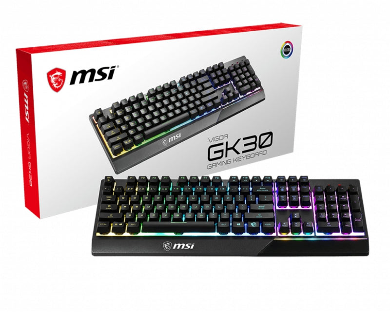 MSI Vigor GK30 Gaming Keyboard-Black, Cable length: 1.8m, 6 Key Rollover, RGB, 1 Year Warranty