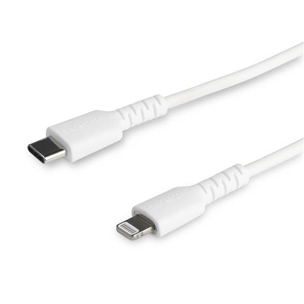 Startech  RUSBCLTMM2MW, 2m, Durable White USB Type C to Lightning Cable, Aramid Fiber USB Type A to Lightning Charger, Sync Charging Cord, 1 Year Warranty