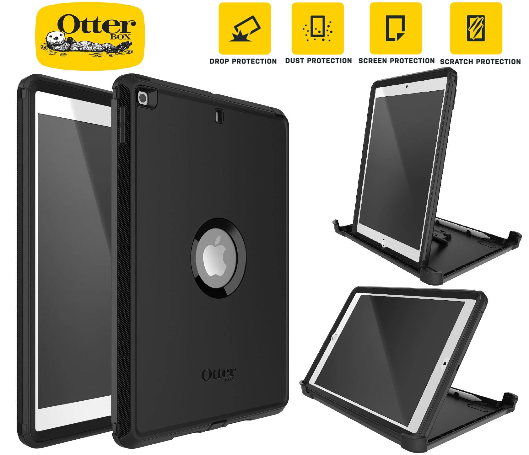 OtterBox Defender Apple iPad (10.2') (9th/8th/7th Gen) Case Black - (77-62032), DROP+ 2X Military Standard, 7 Years Warranty
