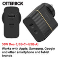 OtterBox 18W Dual Port Premium PD Fast Wall Charger - Black (78-80029), (USB-C 18W & USB-A 12), Drop Tested, Safe & Smart Charging, 2 Years Warranty