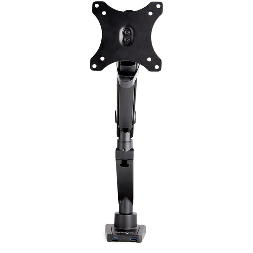 StarTech.com Desk Mount Monitor Arm with 2x USB 3.0 ports, Slim Full Motion Single Monitor Mount, up to 34" (17.6lb/8kg) VESA Display, Clamp/Grommet Mount, Mechanical Spring