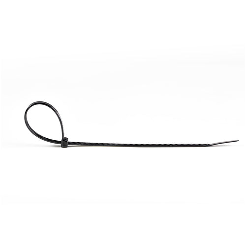 StarTech.com 8"(20cm) Cable Ties - 1/8"(4mm) wide, 2-1/8"(55mm) Bundle Diameter, 50lb(22kg) Tensile Strength, Nylon Self Locking Zip Ties with Curved Tip - 94V-2/UL Listed, 100 Pack - Black - TAA