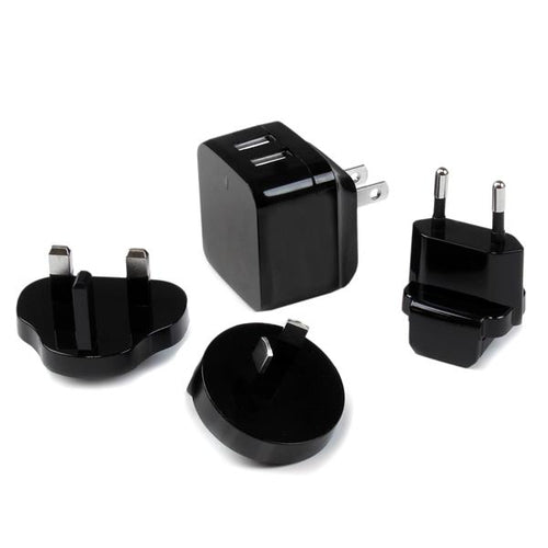 StarTech.com Dual-Port USB Wall Charger - International Travel - 17W/3.4A - Black