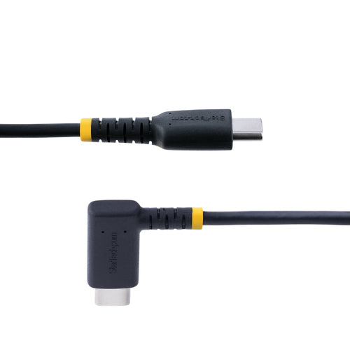 StarTech.com 6.6ft (2m) USB-C Fast Charging Cable, Rugged, Right-Angled, Charge & Sync, 60W (3A) PD, USB 2.0, TPE Jacket and Aramid Fiber - USB C Charging Cord