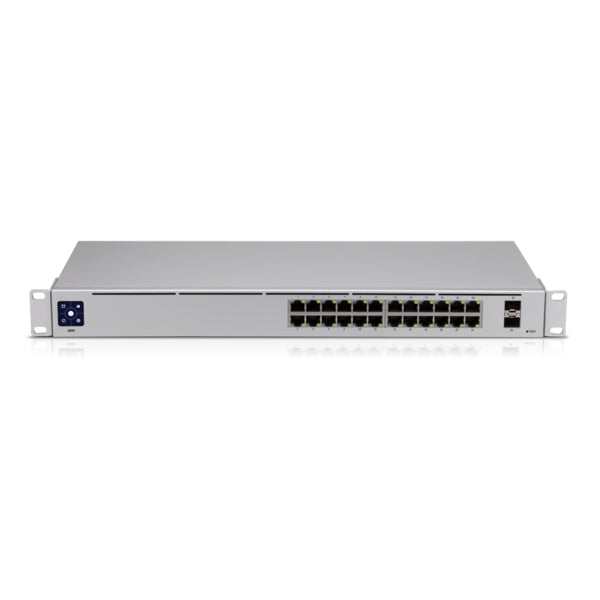 Ubiquiti USW-24-AU, UniFi 24 port Managed Gigabit Switch, 24x Gigabit Ethernet Ports, with 2xSFP, Touch Display, Fanless, 1 Year Warranty