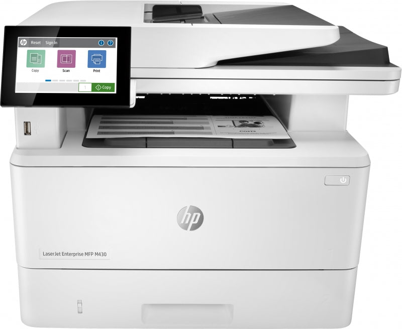 HP 3PZ55A, LaserJet Enterprise MFP M430F Printer, Copy, Scan, Fax, Print Speed: Up to 38ppm, Connectivity: USB2.0, Gigabit Ethernet, Fax, Duplex, Wireless, 1 Year Onsite Warranty