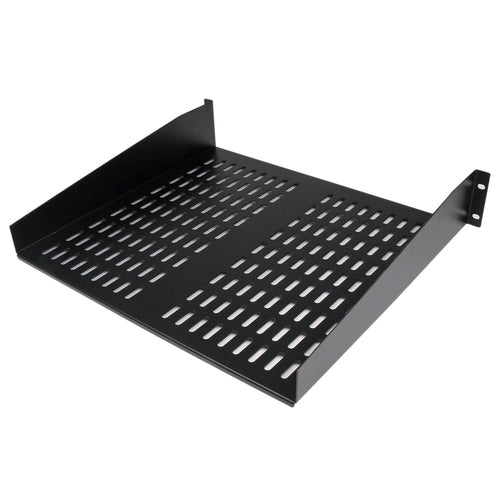 StarTech.com 2U Server Rack Shelf - Universal Vented Rack Mount Cantilever Tray for 19" Network Equipment Rack & Cabinet - Heavy Duty Steel - Weight Capacity 50lb/23kg - 16" Deep Shelf, Black - TAA