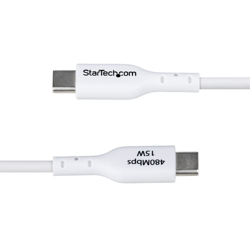 StarTech.com 3ft (1m) USB-A to USB-C Charging Cable, Charge & Sync, 3A, USB 2.0, TPE Jacket - White USB Charging Cord