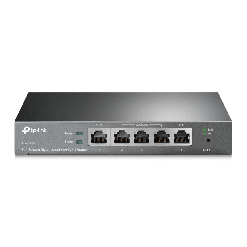 *Clearance* TP-Link TL-ER605, SafeStream Gigabit Multi-WAN VPN Router, 1xFixed GbE LAN, 1xFixed GbE WAN, 3xChangeable WAN/LAN Ports, 10/100/1000Base-T, Centralised Cloud, OMADA, 5 Year Warranty