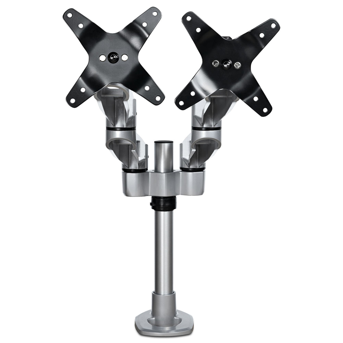 StarTech.com Desk Mount Dual Monitor Arm - Premium Articulating Monitor Arm - up to 27" (17.6lb/8kg) VESA Mount Displays - Height Adjustable Monitor Mount - Rotate/Tilt/Swivel - Clamp/Grommet - Silver - TAA