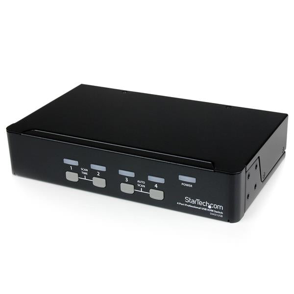 Startech SV431USB, 4 Port Professional VGA USB KVM Switch with Hub, USB 2.0 hub, Supports hot-plug and disconnect, OS independent, 2 Years