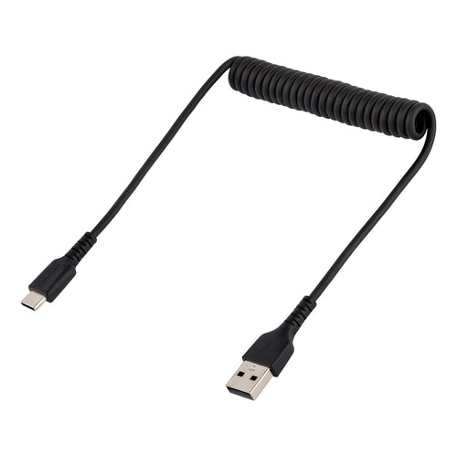StarTech.com 1.6ft (50cm) USB-A to USB-C Fast Charging Cable, Rugged, Coiled, Charge & Sync, 3A, USB 2.0, TPE Jacket and Aramid Fiber - USB Charging Cord