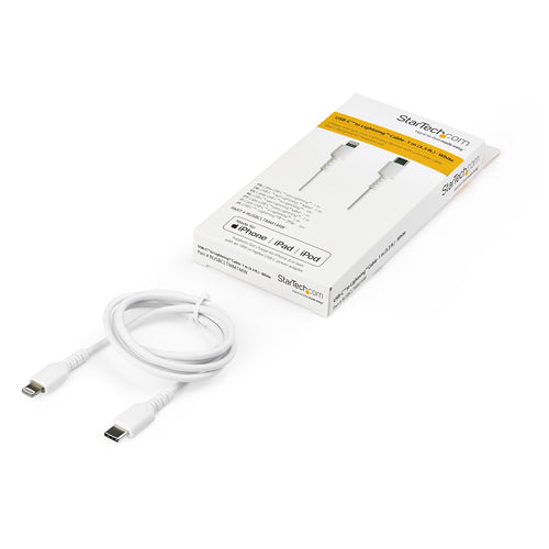 STARTECH 1M USB-C TO LIGHTNING CHARGE/SYNC CABLE, DURABLE, MFi, WHITE, 2YR