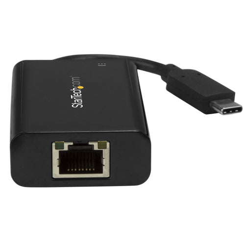 STARTECH USB-C TO GbE ADAPTER, TB3 COMPATIBLE, USB-C PD, BLACK, 2YR