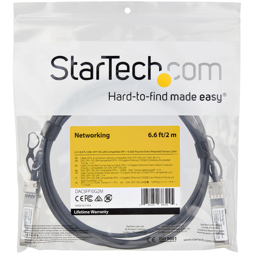 StarTech.com Dell EMC DAC-SFP-10G-2M Compatible 2m 10G SFP+ to SFP+ Direct Attach Cable Twinax - 10GbE SFP+ Copper DAC 10 Gbps Low Power Passive Mini GBIC/Transceiver Module DAC