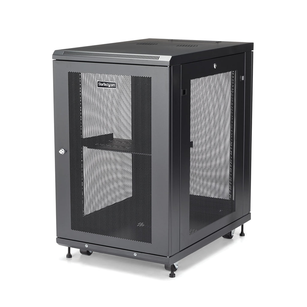 StarTech.com 18U Enterprise-Grade Server Rack Cabinet Kit, 19in Enclosed 4-Post Rack with Shelf and Cable Management, 29in (75cm) Mounting Depth, 992lb (450kg) Capacity