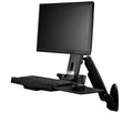 StarTech.com Wall Mount Workstation - Articulating Full Motion Standing Desk with Ergonomic Height Adjustable Monitor & Keyboard Tray Arm - Mouse & Scanner Holders - Single VESA Display - TAA