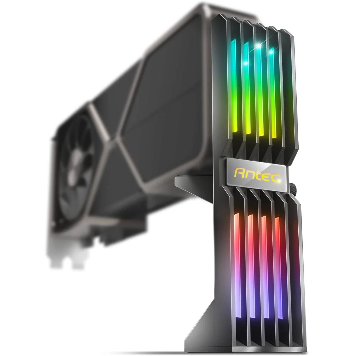 (LS)Antec RGB GPU Support Bracket, Graphics Card Holder, Addressable RGB 5V 3PIN RGB Connector. Black(LS)