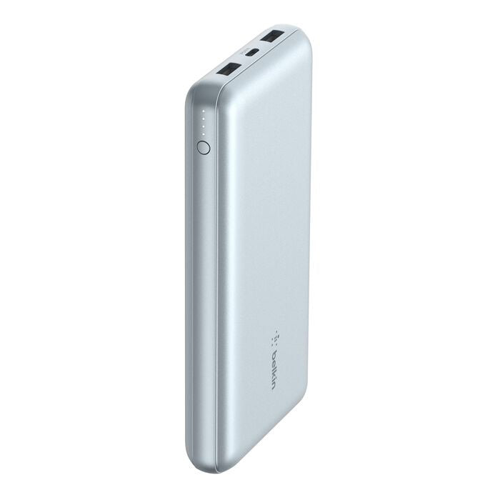 Belkin BoostCharge CCC-Certified 20k mAh Power Bank (Triple-Port) + USB-C  to USB-A Cable - Pearl Blue (BPB012btPB), 2xUSB-A, 1xUSB-C,2 Years Warranty