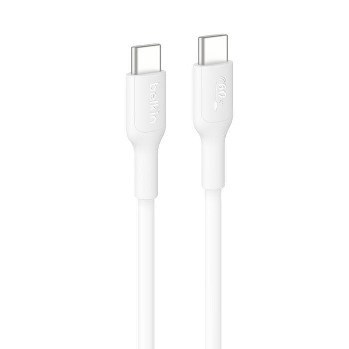 Belkin BoostCharge Pro Braided USB-C to USB-C Cable (2M) - White (CAB004bt1MBK), 3A/60W, 480Mbps, 30K+ Bends, Apple,USB-IF Certified, 2 Years Warranty