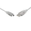 8Ware USB 2.0 Cable 3m A to B 5-pin Mini Transparent Metal Sheath UL Approved