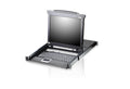 Aten Rackmount KVM Switch Single Rail 8 Port VGA PS/2-USB w/ 17' LCD Display, 2x Custom KVM Cables, 1280x1024@75hz Display, LED Illumination